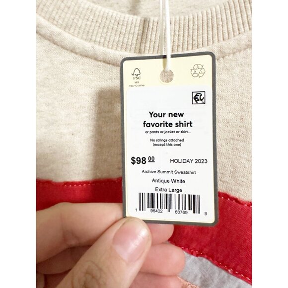 Marine Layer Archive Summit Sweatshirt Wave Striped Antique White Extra Large - Picture 6 of 8